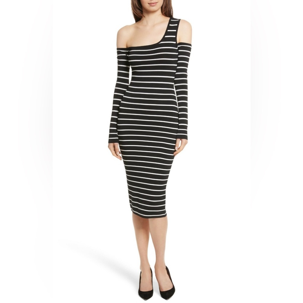 NWT💕 Veronica Beard Navy Red Off Shoulder Bodycon Dress - Small - Picture 4 of 7